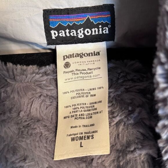 Patagonia- Women’s Pelage Gray Faux Fur Plush Jacket, Size Large - Picture 3 of 14